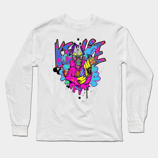 Dope masked off Slluks character is ready for war illustration Long Sleeve T-Shirt by slluks_shop